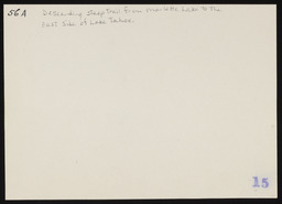 Two people descending trail from Marlette Lake to Lake Tahoe, copy 1, verso