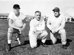 Football coaches Dick Evans, Joe Sheeketski, and Jake Lawlor, University of Nevada, 1949