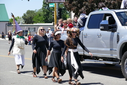 Winnemucca Irrintzi Dancers marching at the 39th Annual Basque Festival Parade in Winnemucca