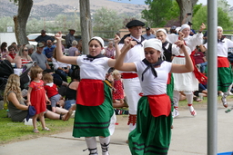 Young dancers snapping fingers at 2021 Basque Festival in Elko, front view