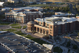 Aerial view of the Joe Crowley Student Union and Mathewson-IGT Knowledge Center, 2010