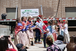 Winnemucca Irrintzi dancers dancing at the 39th Annual Basque Festival in Winnemucca