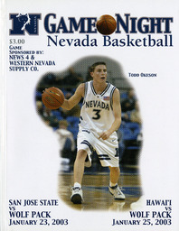 Men's basketball program cover, University of Nevada, 2003