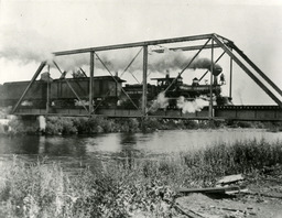 Virginia and Truckee Railroad Locomotive No. 22 crossing the Truckee River