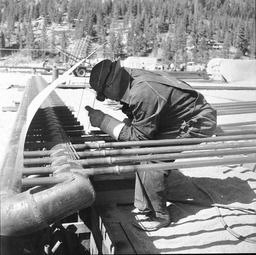 Construction of the speed skating track for the 1960 Winter Olympics