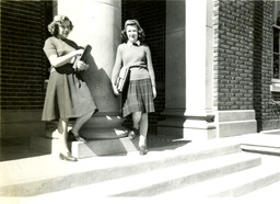 Delta Delta Delta Sorority sisters, Frandsen Humanities Building, ca. 1945