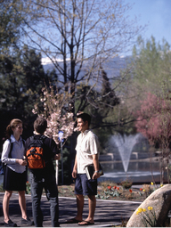 Students on campus, Manzanita Lake, 2000