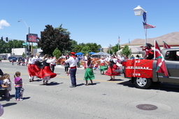 Elko Euzkaldunak Basque Dancers marching at the 39th Annual Basque Festival Parade in Winnemucca