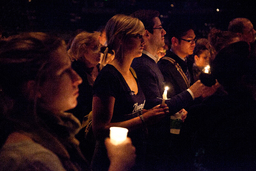 Candlelight vigil for University President Milton Glick, Lawlor Events Center, April 18, 2011