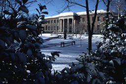 Winter on campus, Thompson Building, 2000