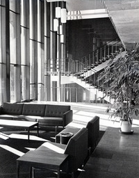 Noble H. Getchell Library, front lobby, ca. 1962