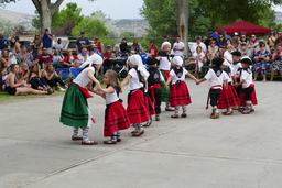 Young dancers holding hands at 2021 Basque Festival in Elko