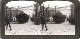 First car service after earthquake, rush to take advantage of trolleys, San Francisco Disaster, U.S.A.