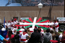 Winnemucca Irrintzi dancers dancing at the 39th Annual Basque Festival in Winnemucca