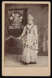 Rosetta Abney in a trade costume for Sparks Bros. Drug Store