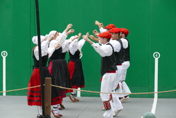 Oinkari dancers, side view