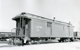 Southern Pacific narrow gauge baggage car lettered as "SP&W No. 12" at Owenyo (1950)