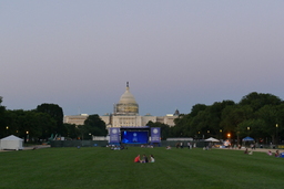 Kepa Junkera eta Sorginak Concert stage with Capitol Building at sunset