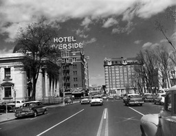 Virginia Street by Court Street with view of the Courthouse, Riverside and Mapes Hotels