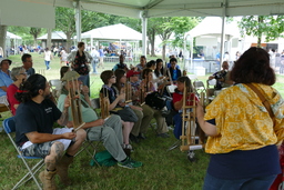 Attendees playing musical instruments