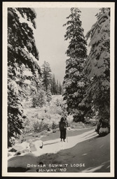 Woman on path near Donner Summit Lodge