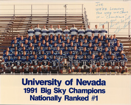 Football team, University of Nevada, 1991