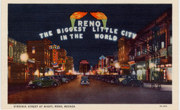 Virginia Street at night, Reno, Nevada, circa 1930