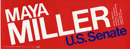 Bumper sticker endorsing Maya Miller, 1974