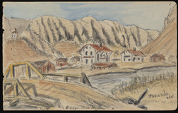 Sketchbook 1, page 02, "Bridge Over River" at Palisade, Nevada (Central Pacific Railroad)