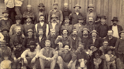 Group of workmen at the Gould and Curry Mine