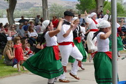 Young dancers snapping fingers at 2021 Basque Festival in Elko, side view