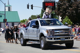 Winnemucca Irrintzi Dancers marching at the 39th Annual Basque Festival Parade in Winnemucca