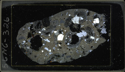 Thin section 56NC326, spherulitic rhyolite (polarized)