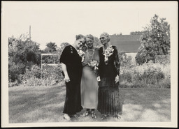 Three women at Holly High School 1887 reunion