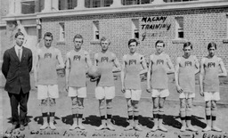 Basketball team (University of Nevada High School), Mackay Training Quarters, ca. 1910