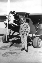 Air Force College Detachment Cadet and plane, Sky Ranch, 1944