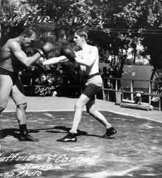 Jim Jeffries and Jim Corbett sparring