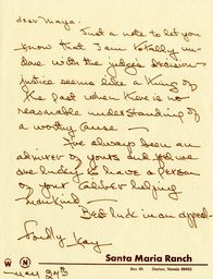 Letter written by Kay Winters to Maya Miller, May 27, 1970