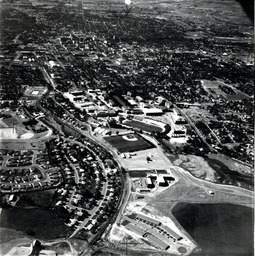 Aerial view of campus and downtown Reno, 1962