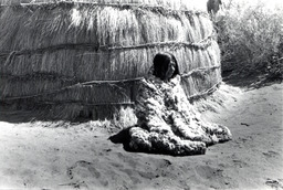 Paiute Indian in a rabbit skin blanket