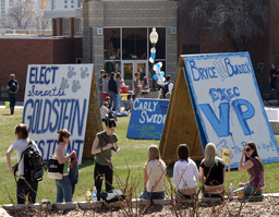ASUN election signs, Jot Travis Student Union, 2005