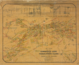 Map of the Comstock Lode and the Washoe Mining Claims in Storey & Lyon Counties, Nevada.