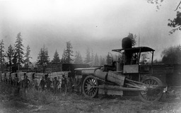 Doan Steam Wagon with loaded lumber wagons