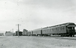 Beebe and Clegg's "Gold Coast" private railcar attached to the rear of a Southern Pacific train at Wabuska (1950)