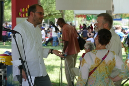 Conversation in On the Move Speaker Series tent