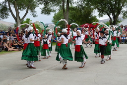 Young dancers in circle with hoops at 2021 Basque Festival in Elko