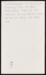 Meteorograph or anemometer at Contact Pass, verso
