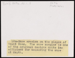 Snow erosion above timberline on Mount Rose, copy 2, verso