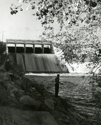 Man fishing at Rye Patch Dam on Humboldt River
