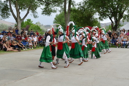 Young dancers passing with hoops at 2021 Basque Festival in Elko